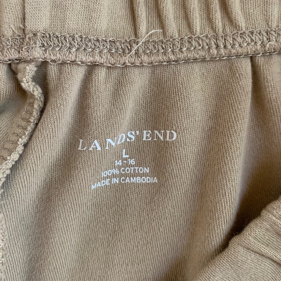 Lands' End 100% Cotton Pull-On Pants - Size Large (14-16) - Taupe - Picture 4 of 8